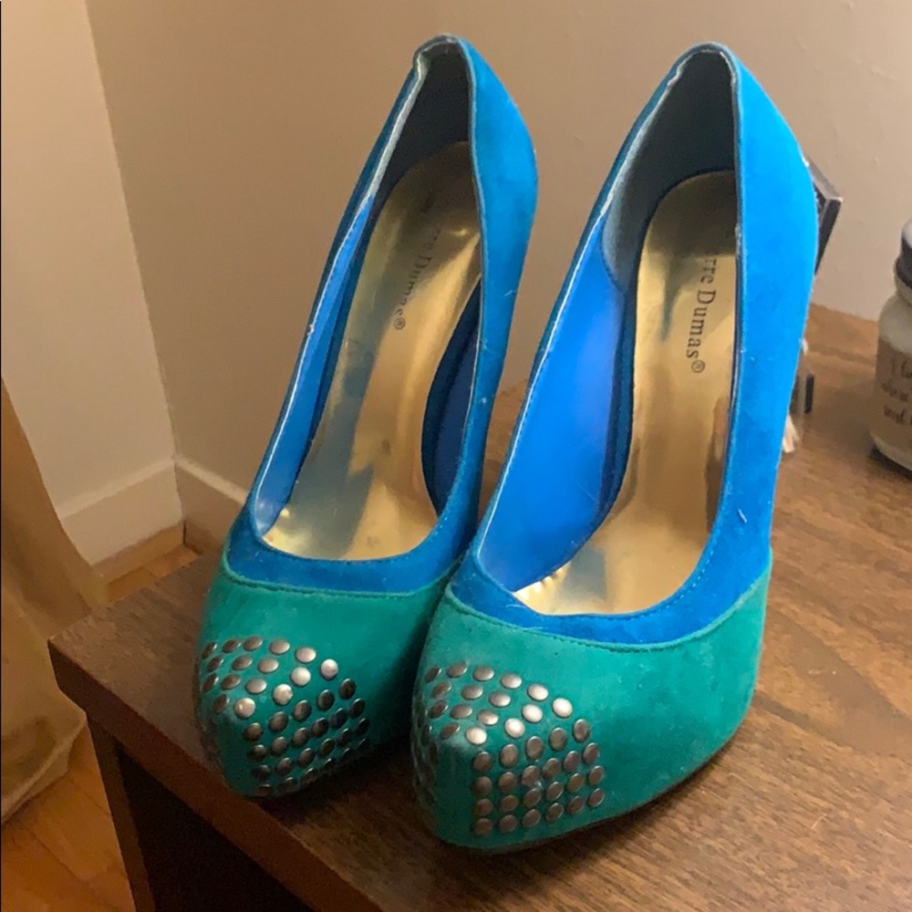 Two-tone studded heels